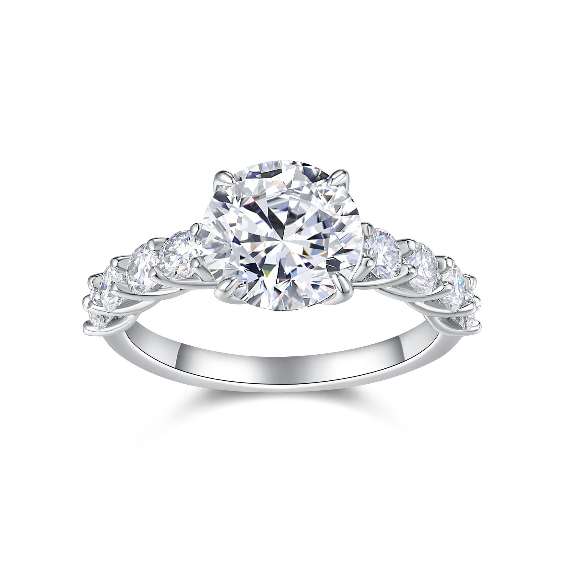 Cross-Border Full Moissanite Women's Fashion Ring S925 Sterling Silver D Color Moissanite Handmade Electroplated 18K Ring
