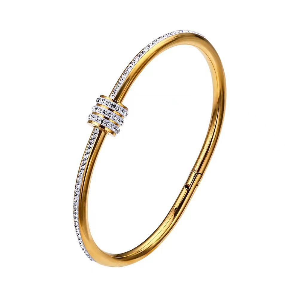 Titanium Steel Bracelet Does Not Fade Stars Silver Bracelet Girls Versatile High-end Fashion Diamond Stainless Steel Bracelet