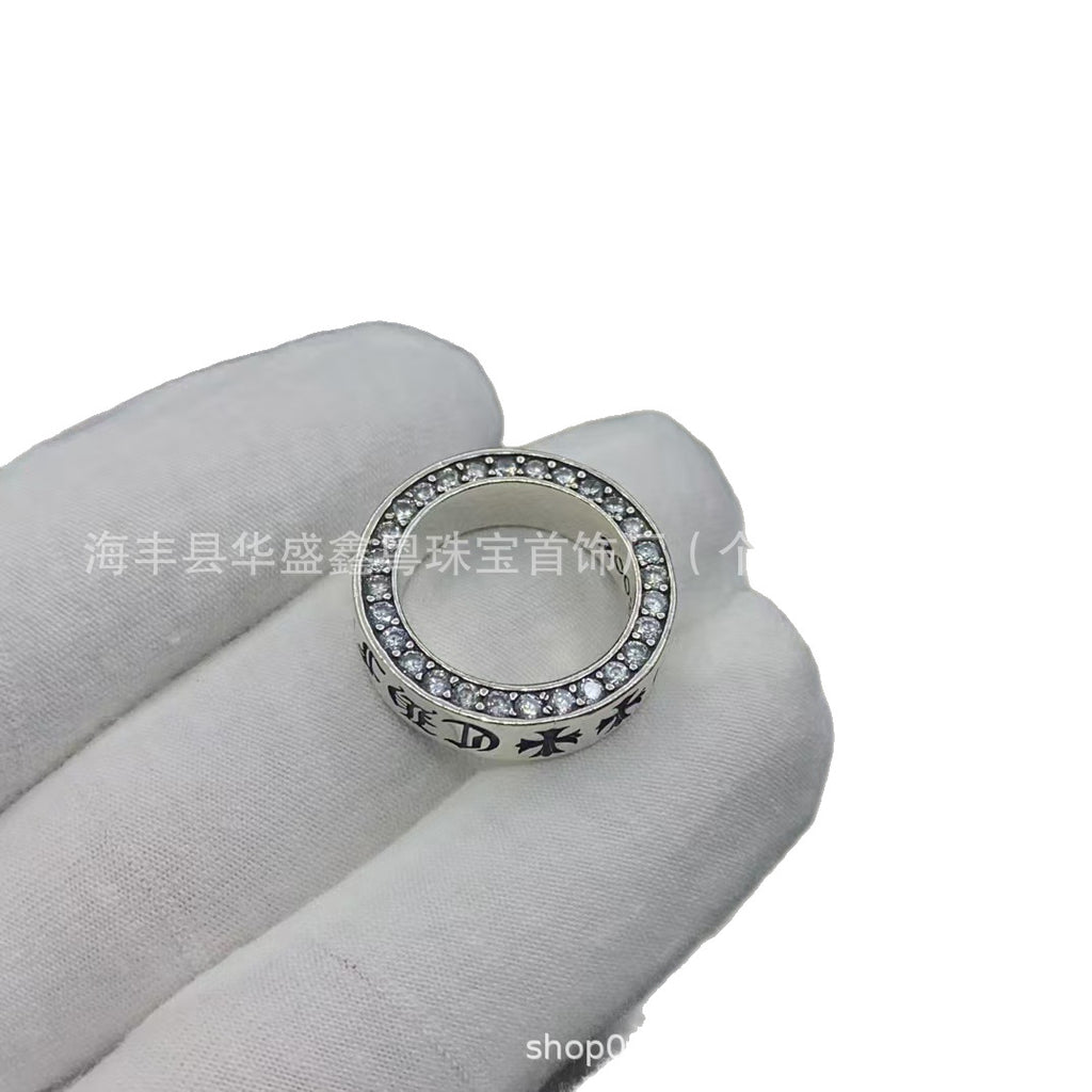 Copper Retro Full Diamond Cross Grave Ring Men And Women Cross Couple Ring Ring Wholesale