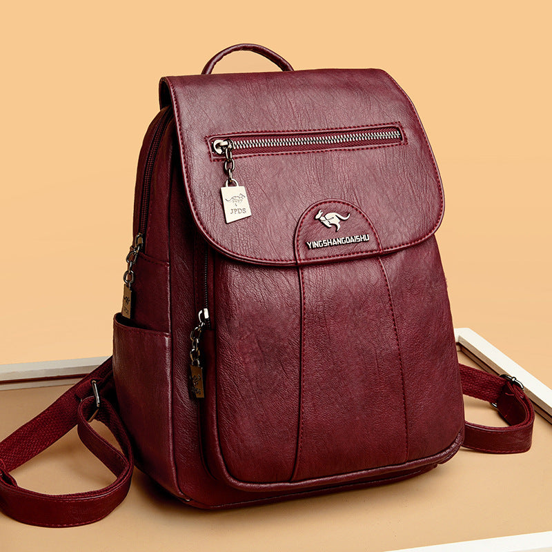New Women's Backpack Large Capacity Soft Leather Travel Bag Fashion Student Anti-theft Imitation Sheepskin Backpack