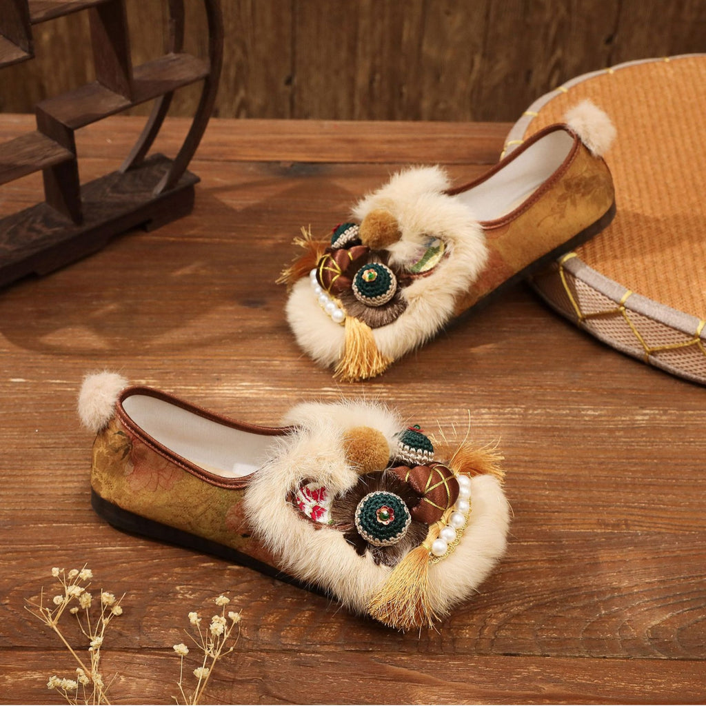 Spring New Ethnic Style Adult Tiger Head Women's Shoes Handmade Embroidered Shoes National Trend Retro Flat Folk Cloth Shoes For Women