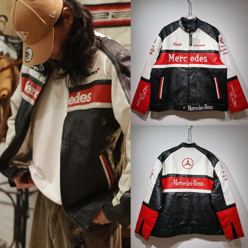 Racing Baseball Uniforms Toronto Raptors Embroidered PU Leather Sleeves Spliced ​​cotton Men's And Women's Motorcycle Jackets