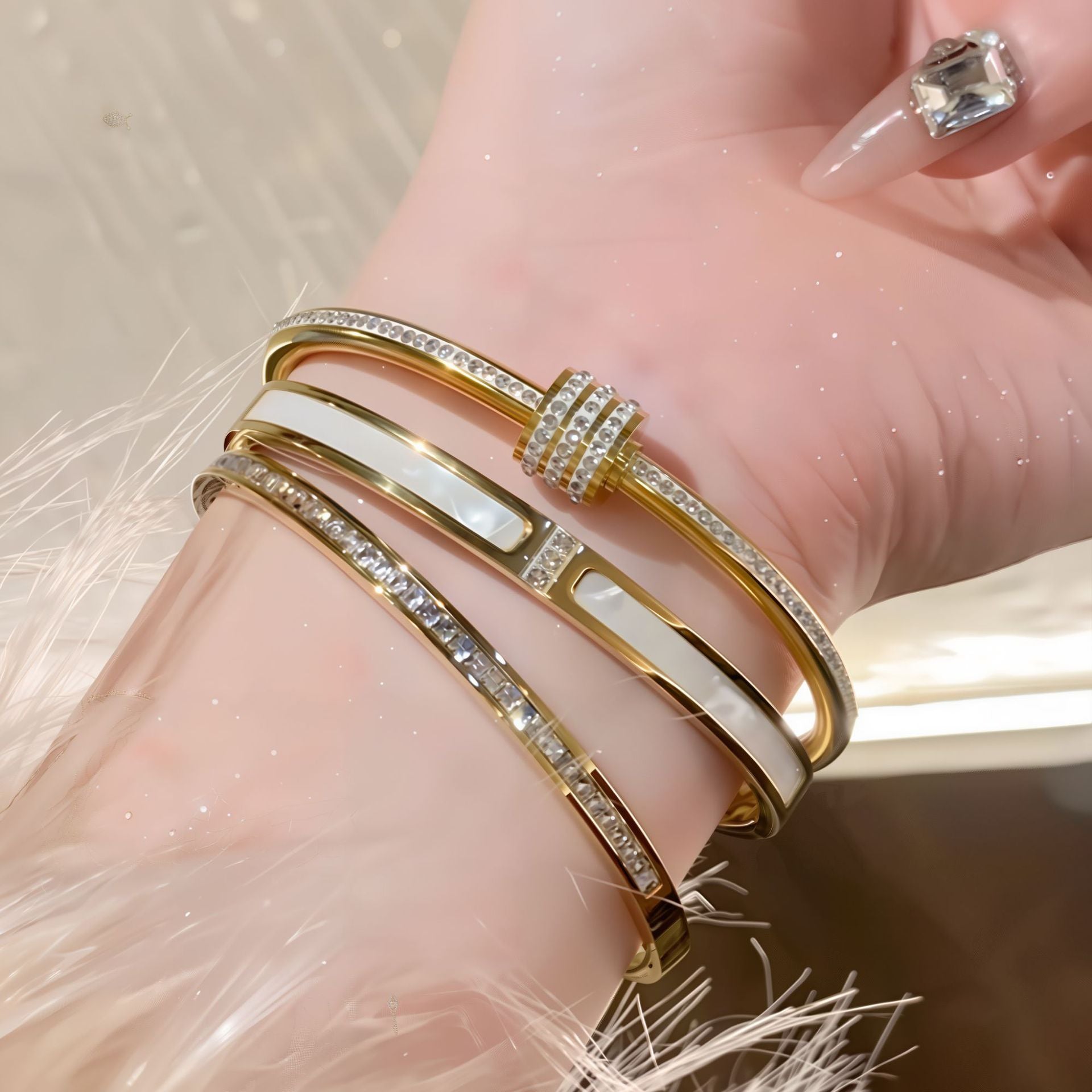 Titanium Steel Bracelet Does Not Fade Stars Silver Bracelet Girls Versatile High-end Fashion Diamond Stainless Steel Bracelet