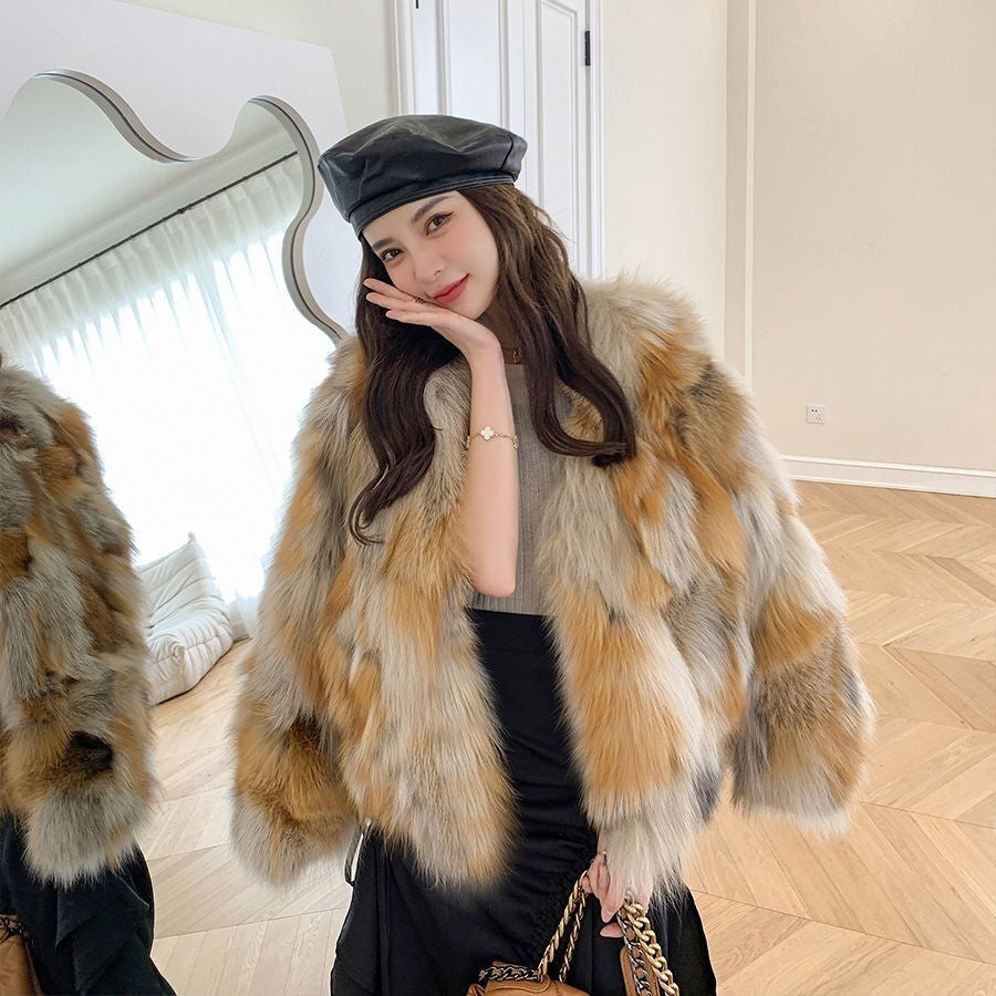 Short Winter Slimming Young Women's Thickened Fashionable Fox Fur Coat Imported Fur New Style