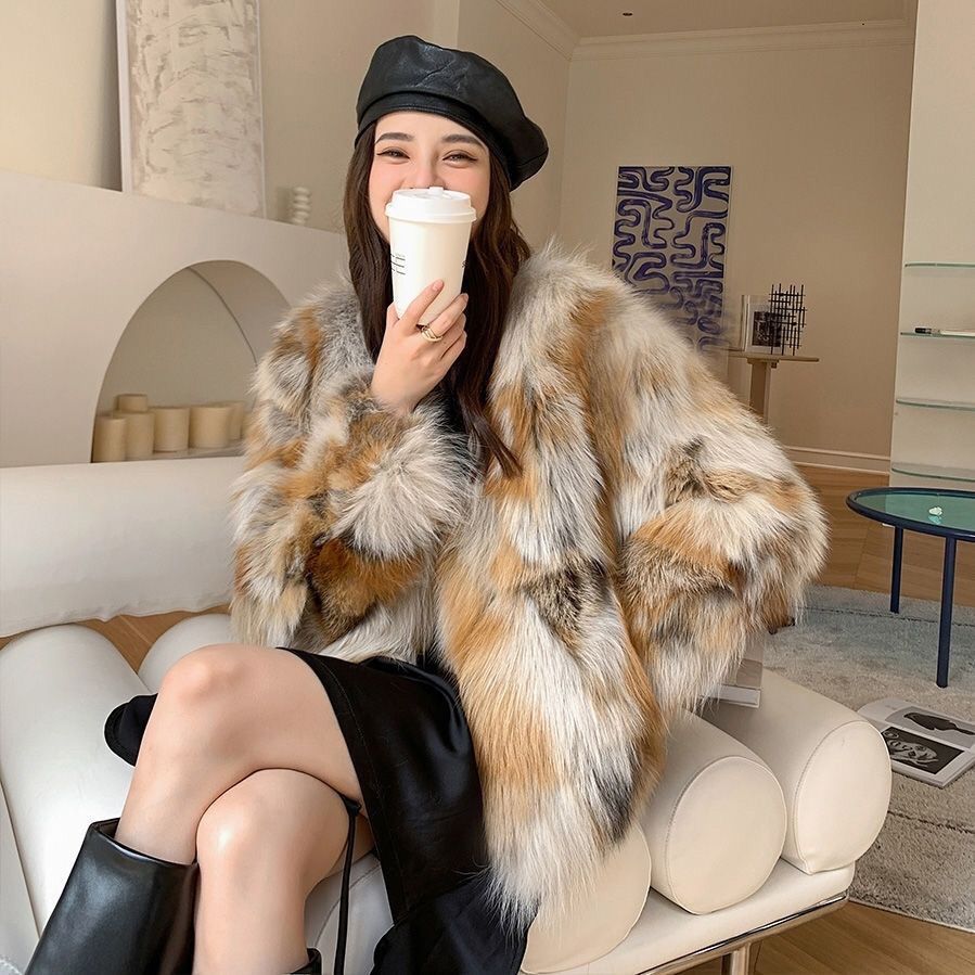 Short Winter Slimming Young Women's Thickened Fashionable Fox Fur Coat Imported Fur New Style