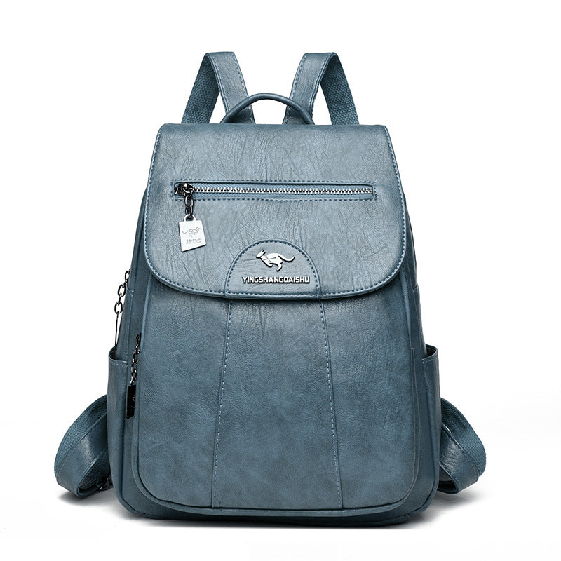 New Women's Backpack Large Capacity Soft Leather Travel Bag Fashion Student Anti-theft Imitation Sheepskin Backpack