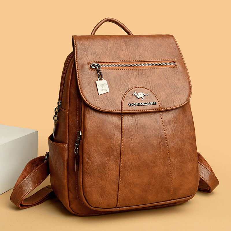 New Women's Backpack Large Capacity Soft Leather Travel Bag Fashion Student Anti-theft Imitation Sheepskin Backpack