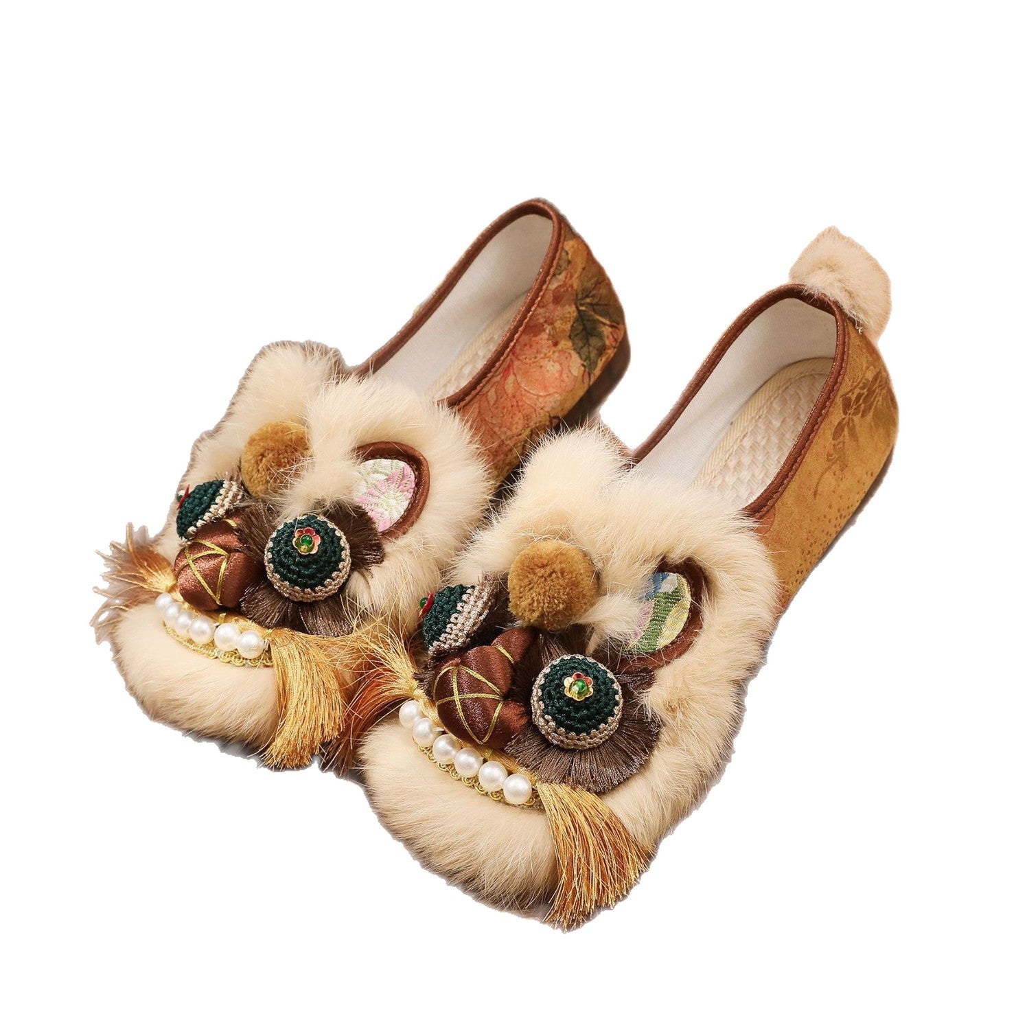 Spring New Ethnic Style Adult Tiger Head Women's Shoes Handmade Embroidered Shoes National Trend Retro Flat Folk Cloth Shoes For Women