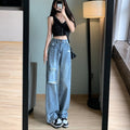 Women’s High-Waisted Ripped Wide-Leg Jeans