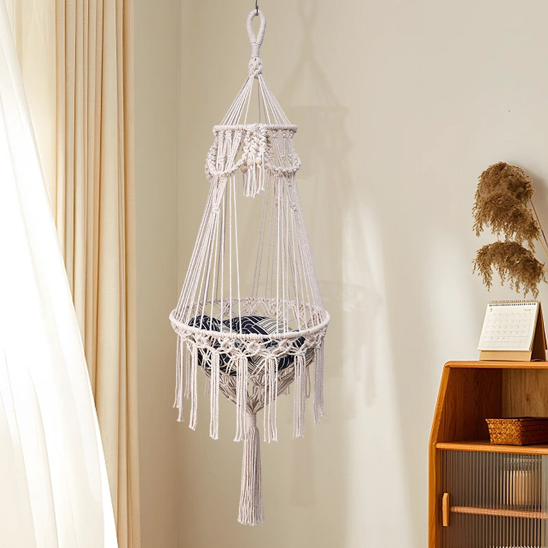 Hand-woven Cat Hammock Cross-border Cotton Cat Bed Four Seasons Universal Pet Cat Hanging Nest Bohemian Cat Hanging Basket