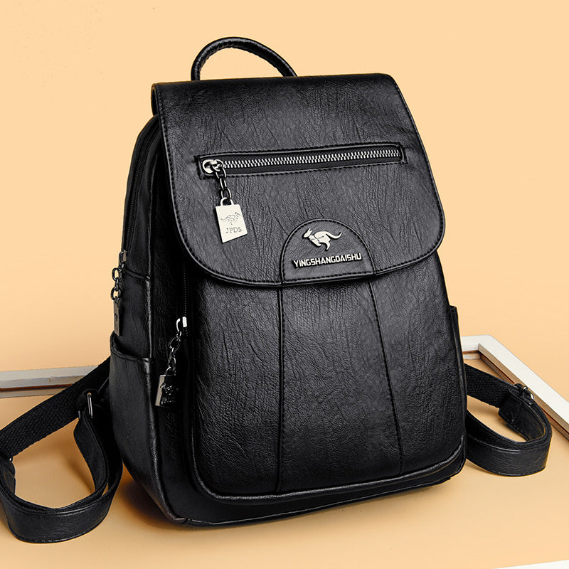 New Women's Backpack Large Capacity Soft Leather Travel Bag Fashion Student Anti-theft Imitation Sheepskin Backpack