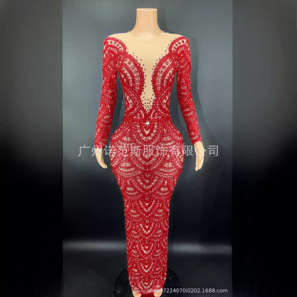 Dress Wedding Party Sparkling Crystal Evening Dress Elegant Dress Women Wedding Party