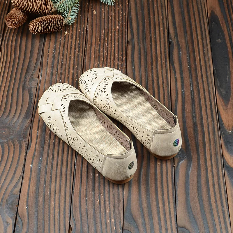New Summer Style Retro Style Hollow Beanie Shoes Mori Style Literary Baotou Cotton And Linen Breathable Women's Shoes Flat Sandals
