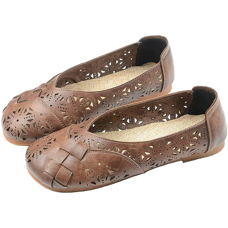 New Summer Style Retro Style Hollow Beanie Shoes Mori Style Literary Baotou Cotton And Linen Breathable Women's Shoes Flat Sandals