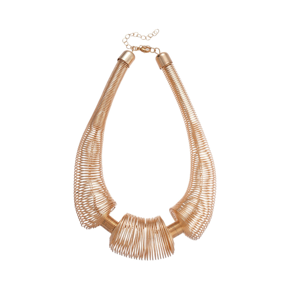 European And American Exaggerated Metallic Geometric Spring Necklace With Unique Stylish, Niche High-End