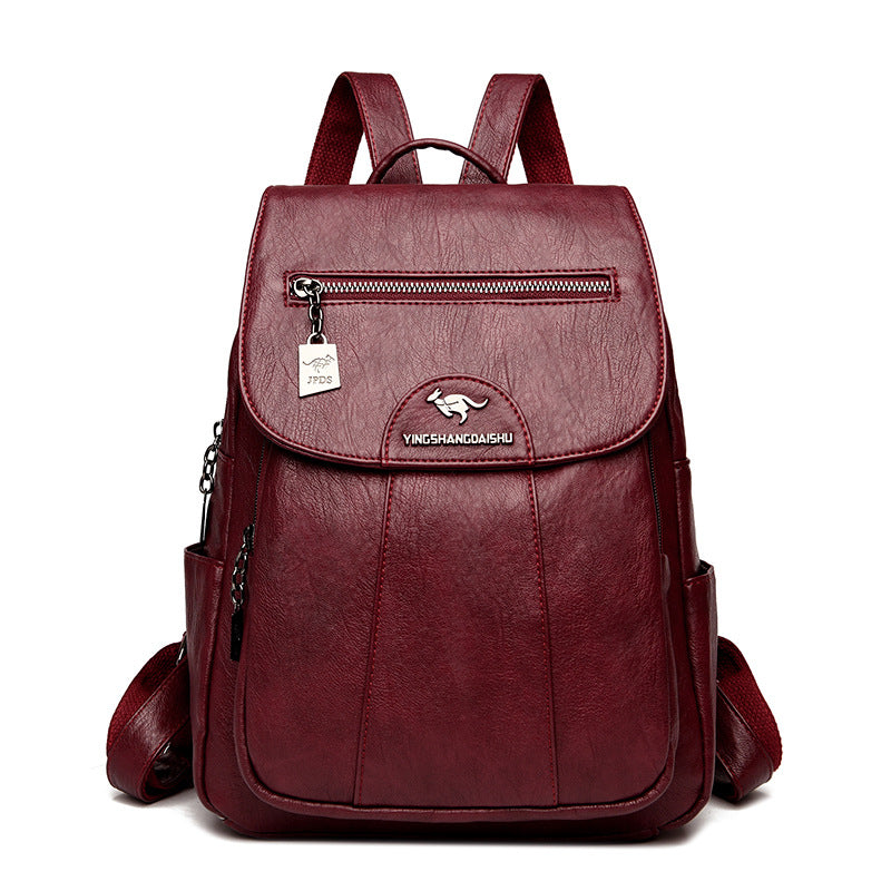 New Women's Backpack Large Capacity Soft Leather Travel Bag Fashion Student Anti-theft Imitation Sheepskin Backpack