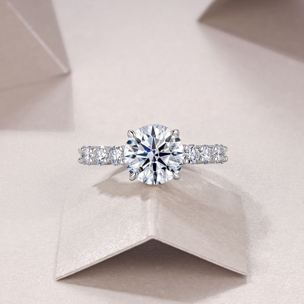 Cross-Border Full Moissanite Women's Fashion Ring S925 Sterling Silver D Color Moissanite Handmade Electroplated 18K Ring