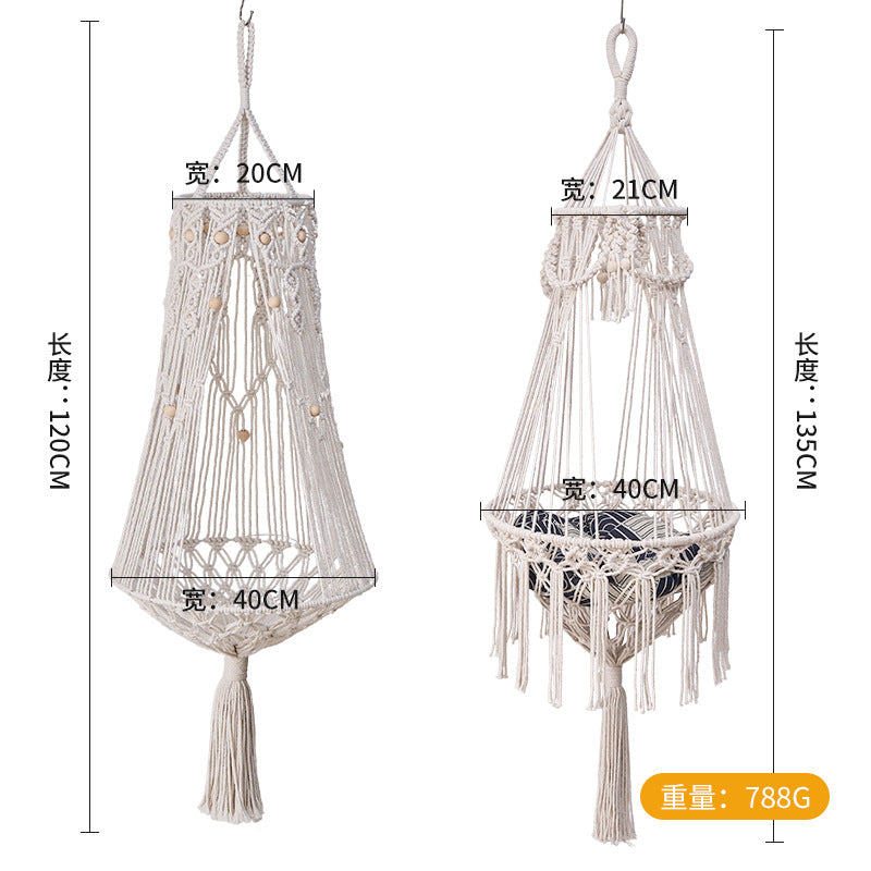 Hand-woven Cat Hammock Cross-border Cotton Cat Bed Four Seasons Universal Pet Cat Hanging Nest Bohemian Cat Hanging Basket