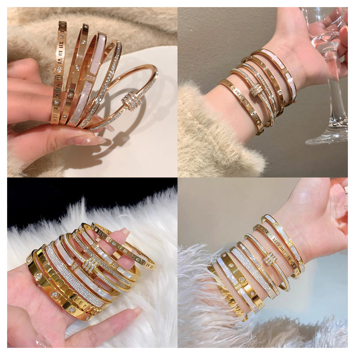 Titanium Steel Bracelet Does Not Fade Stars Silver Bracelet Girls Versatile High-end Fashion Diamond Stainless Steel Bracelet