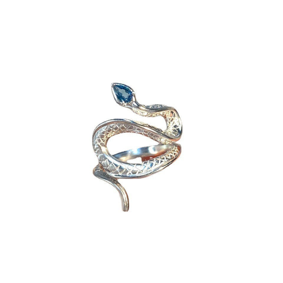 Snake Ring Female Topaz Fashion Personality Cool Wind Men's Light Luxury Open Adjustable Ring Senior