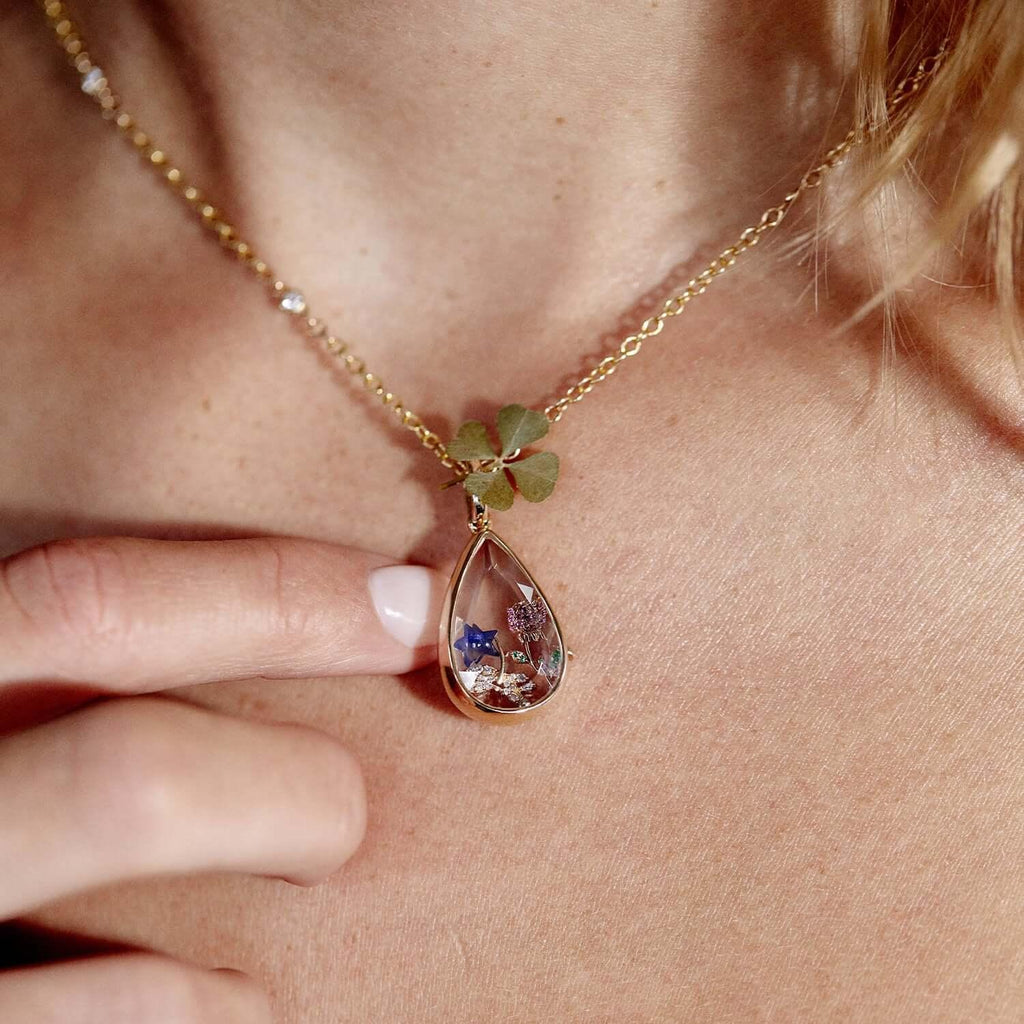 Ocean Heart Can Open Necklace Water Drop Pendant European And American Niche Cute Small Objects Clavicle Chain Color Protection