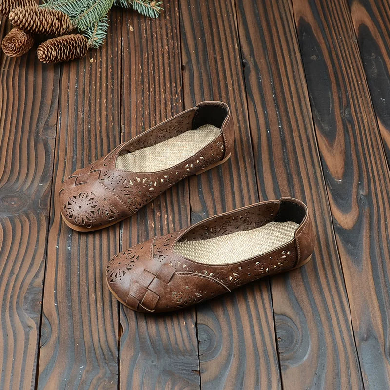 New Summer Style Retro Style Hollow Beanie Shoes Mori Style Literary Baotou Cotton And Linen Breathable Women's Shoes Flat Sandals