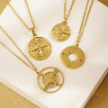 Personality Retro Compass Necklace Women's Simple Stainless Steel Compass Small Round Brand Pendant Collarbone Chain Jewelry