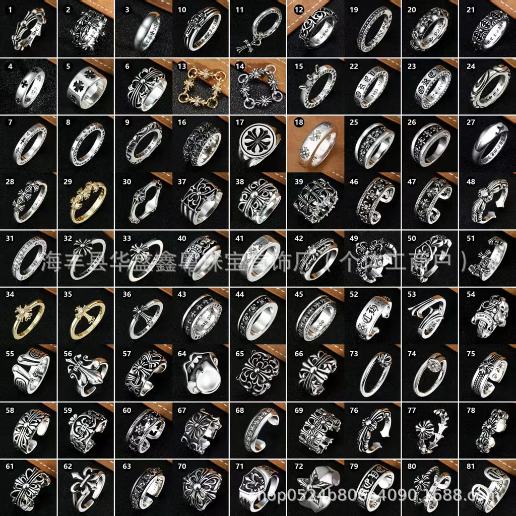 Copper Retro Full Diamond Cross Grave Ring Men And Women Cross Couple Ring Ring Wholesale