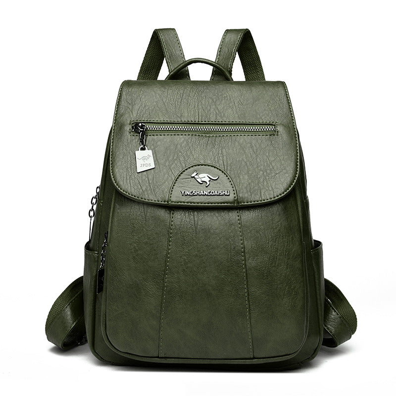 New Women's Backpack Large Capacity Soft Leather Travel Bag Fashion Student Anti-theft Imitation Sheepskin Backpack