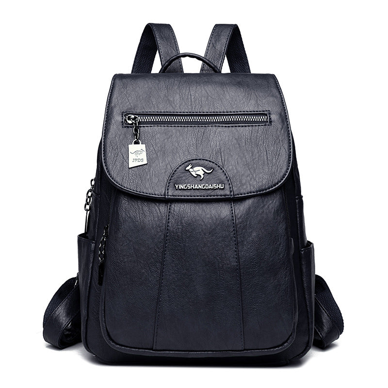 New Women's Backpack Large Capacity Soft Leather Travel Bag Fashion Student Anti-theft Imitation Sheepskin Backpack