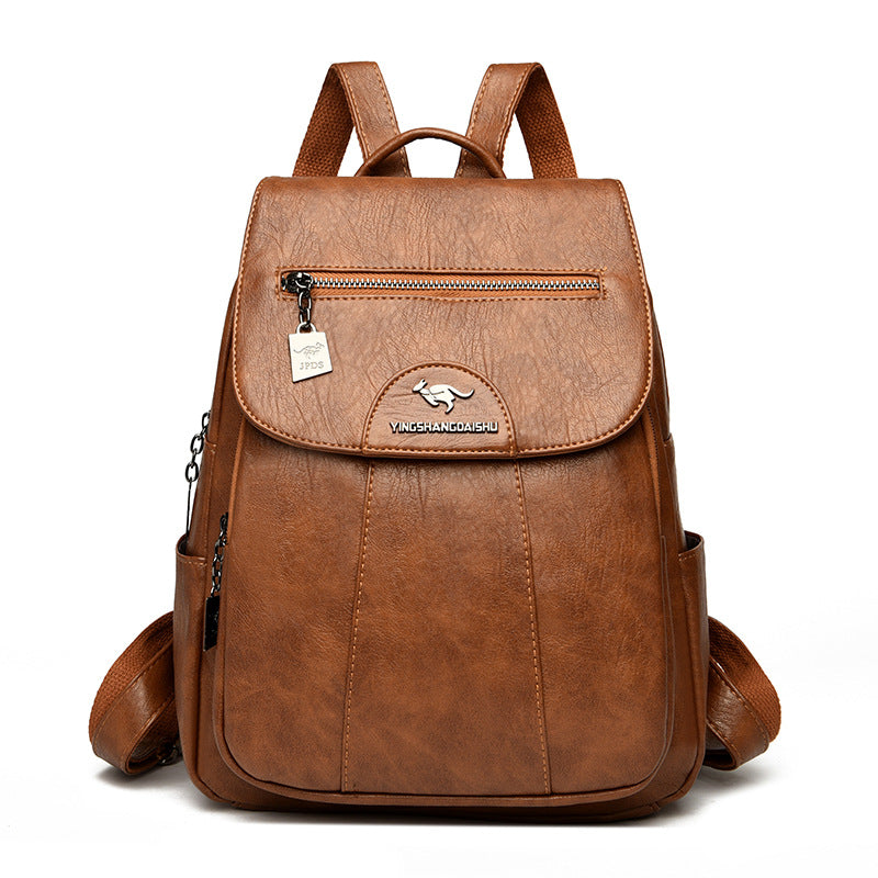 New Women's Backpack Large Capacity Soft Leather Travel Bag Fashion Student Anti-theft Imitation Sheepskin Backpack