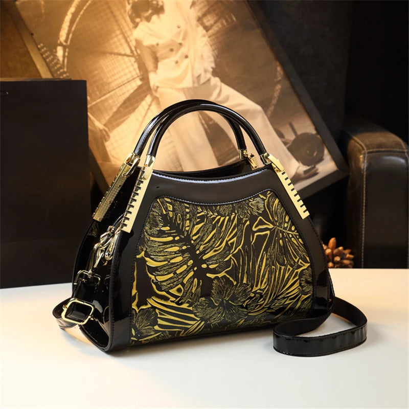 Spring new patent leather crocodile-print mother's handbag banquet dress large-capacity one-shoulder cross-body women's bag Rumanglobalcraft