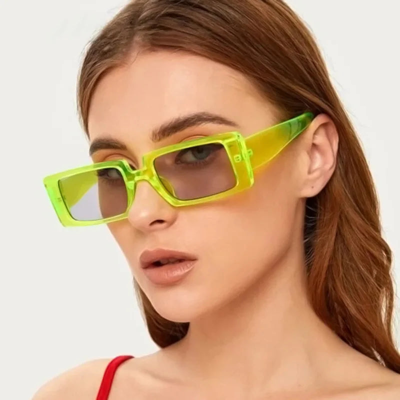 New Small Frame Rectangle Sunglasses Women's Fashion Jelly Color Sun Glasses Women Summer Travel Eyewear UV400 Oculos De Sol (Copy)