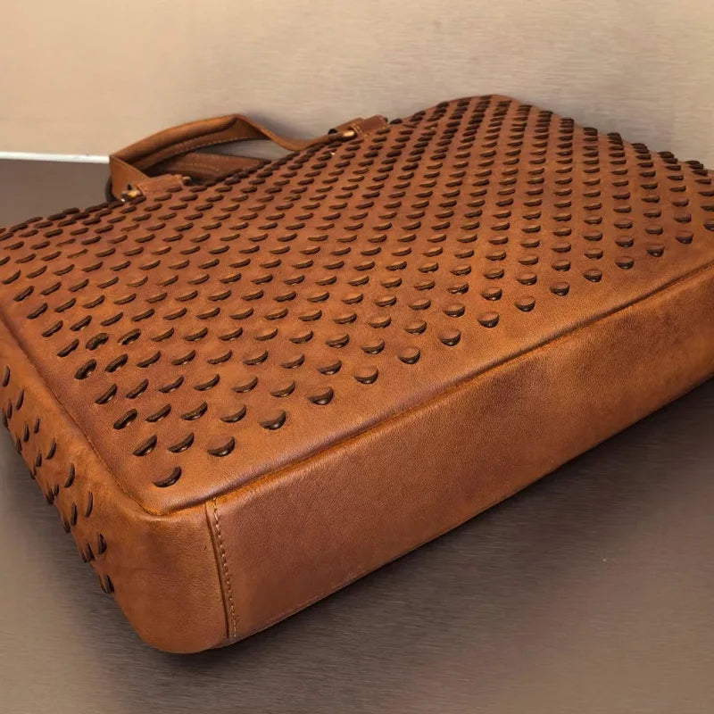 2024 Ruil Retro Men's Crossbody Bag Fashion Crazy Horse Leather briefcase Business handbag
