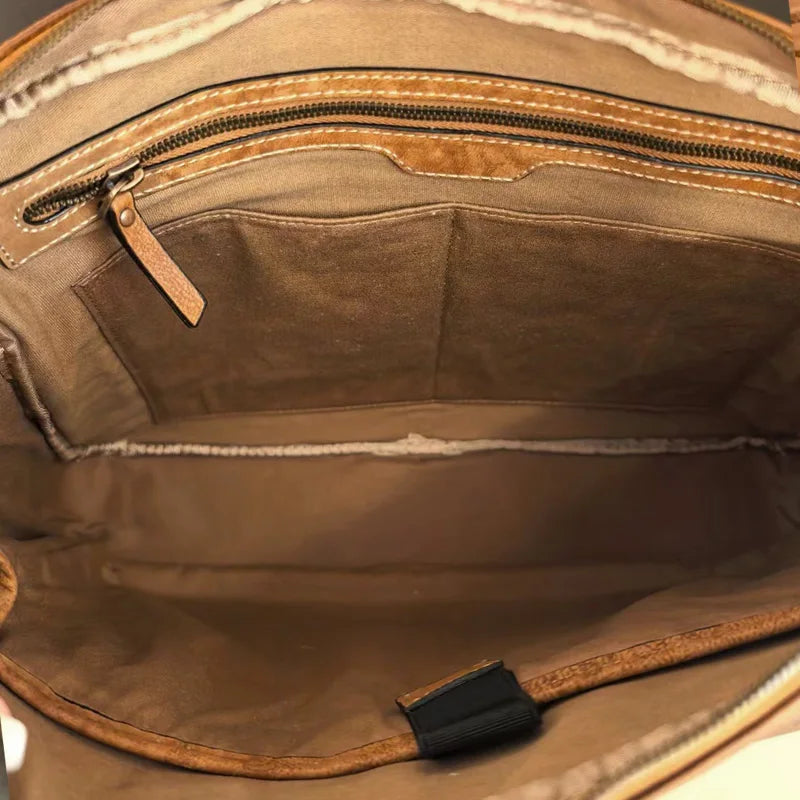 2024 Ruil Retro Men's Crossbody Bag Fashion Crazy Horse Leather briefcase Business handbag