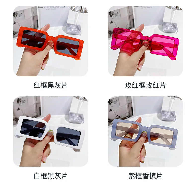 New Small Frame Rectangle Sunglasses Women's Fashion Jelly Color Sun Glasses Women Summer Travel Eyewear UV400 Oculos De Sol (Copy)