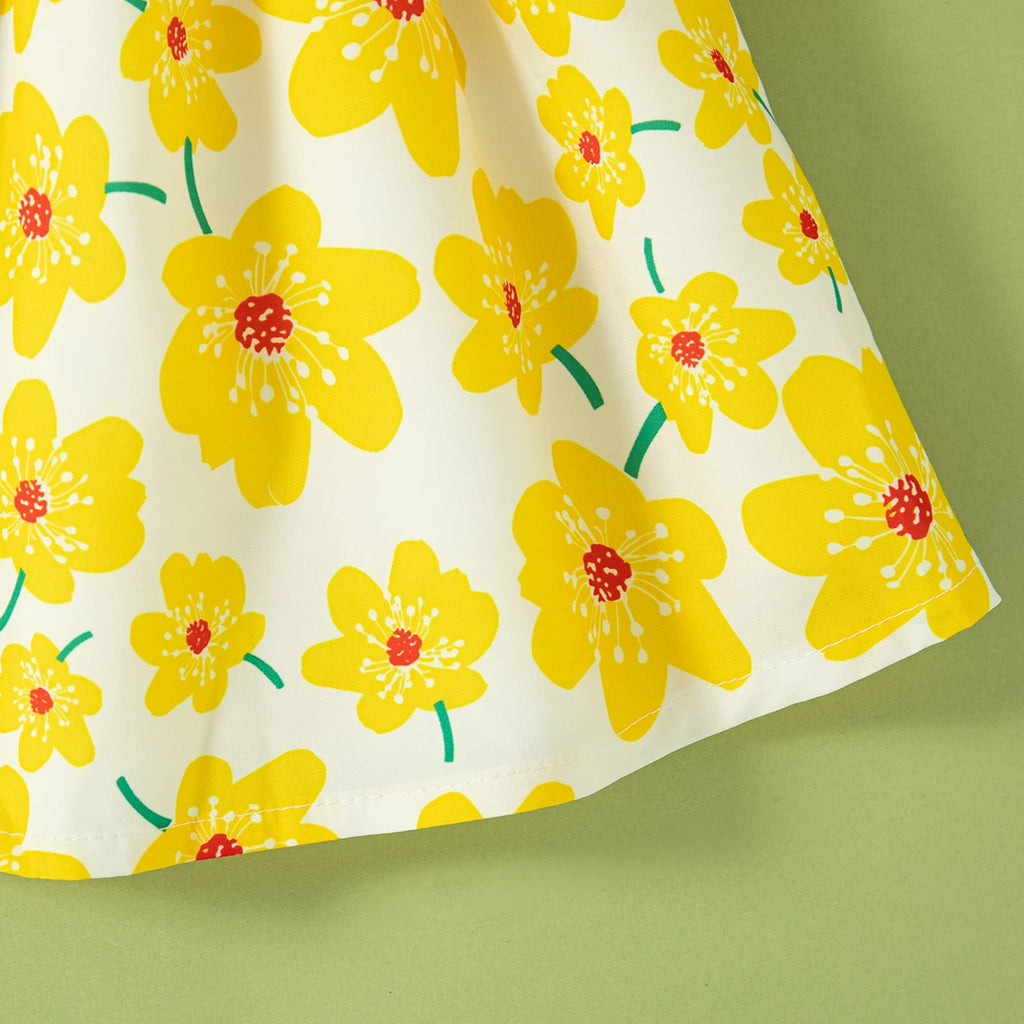 (0-2 Year Old Baby Girl Floral Dress) Summer New Sweet Bow Children'S Sleeveless Clothes With Free Hat For Beach Party