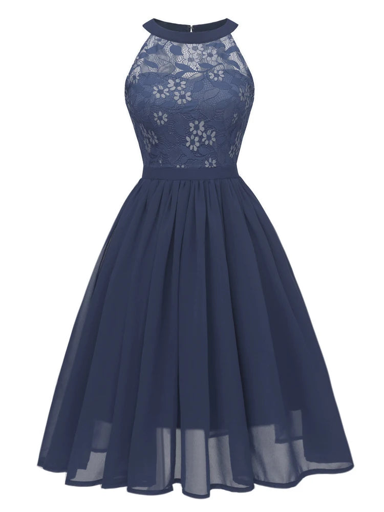 Sweet Lilac Lace Chiffon Pleated Dress Elegant High Waist Women Midi Dresses 2026 Summer Sleeveless Vintage Evening Party Dress