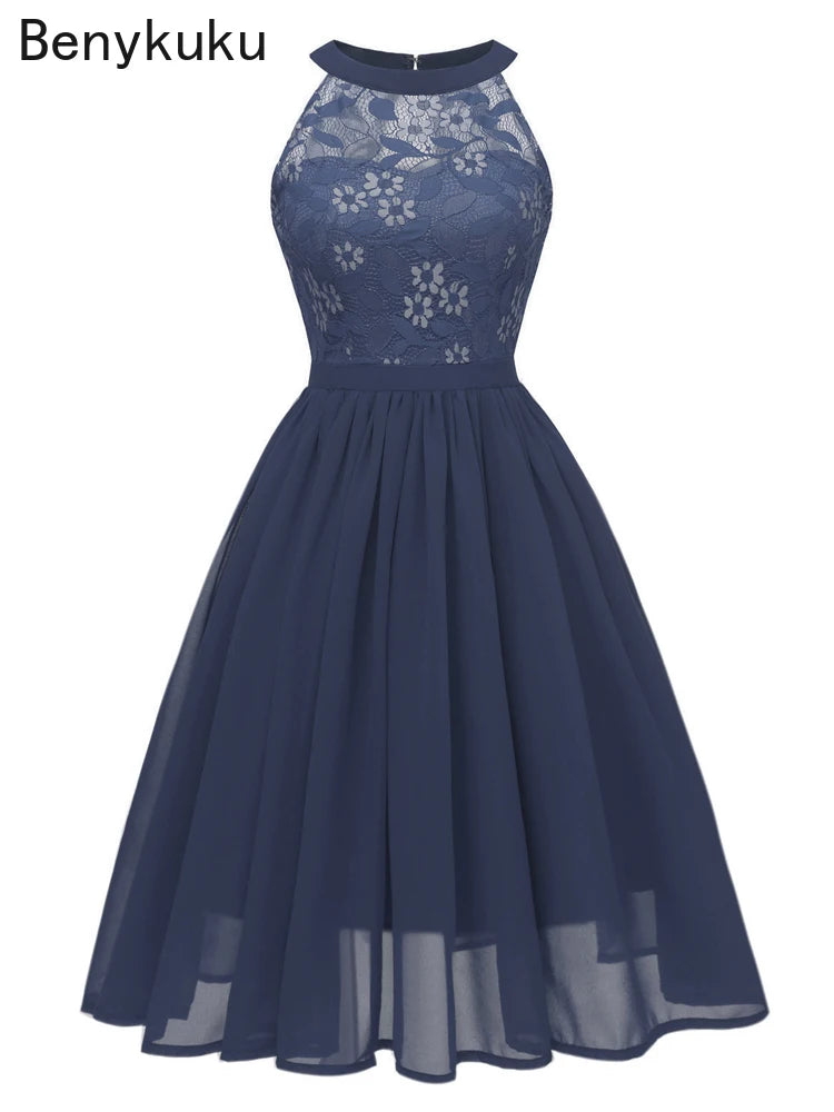 Sweet Lilac Lace Chiffon Pleated Dress Elegant High Waist Women Midi Dresses 2026 Summer Sleeveless Vintage Evening Party Dress