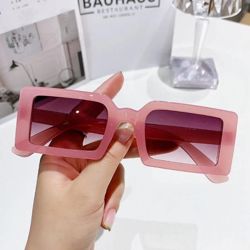 New Small Frame Rectangle Sunglasses Women's Fashion Jelly Color Sun Glasses Women Summer Travel Eyewear UV400 Oculos De Sol (Copy)