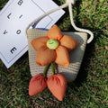 Mini Handmade Straw Crossbody Bags Summer Shoulder Messenger Handbag Baby Lovely Flower Kids Keys Coin Purse Bags for Children