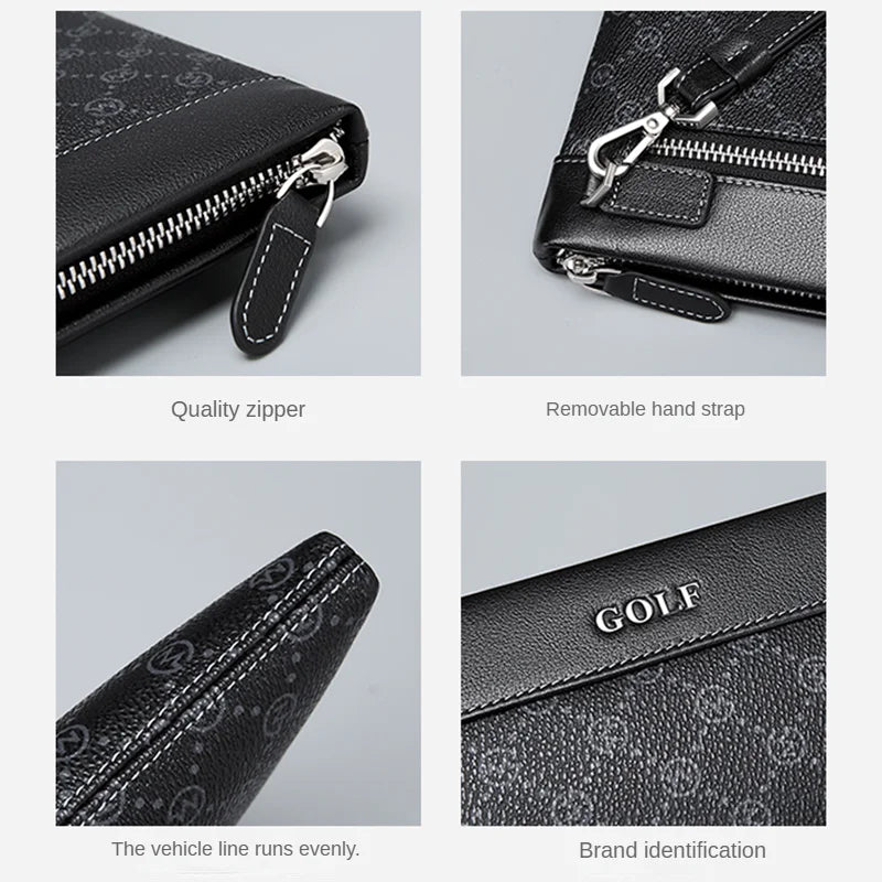 GOLF Men's Handbag Large Capacity Business Men's Bag Business Casual Soft Leather Portable Envelope Bag Mobile phone bag