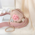 Durable Straw Crossbody Bag Flower Small Coin Purse Handbag Girls Kids