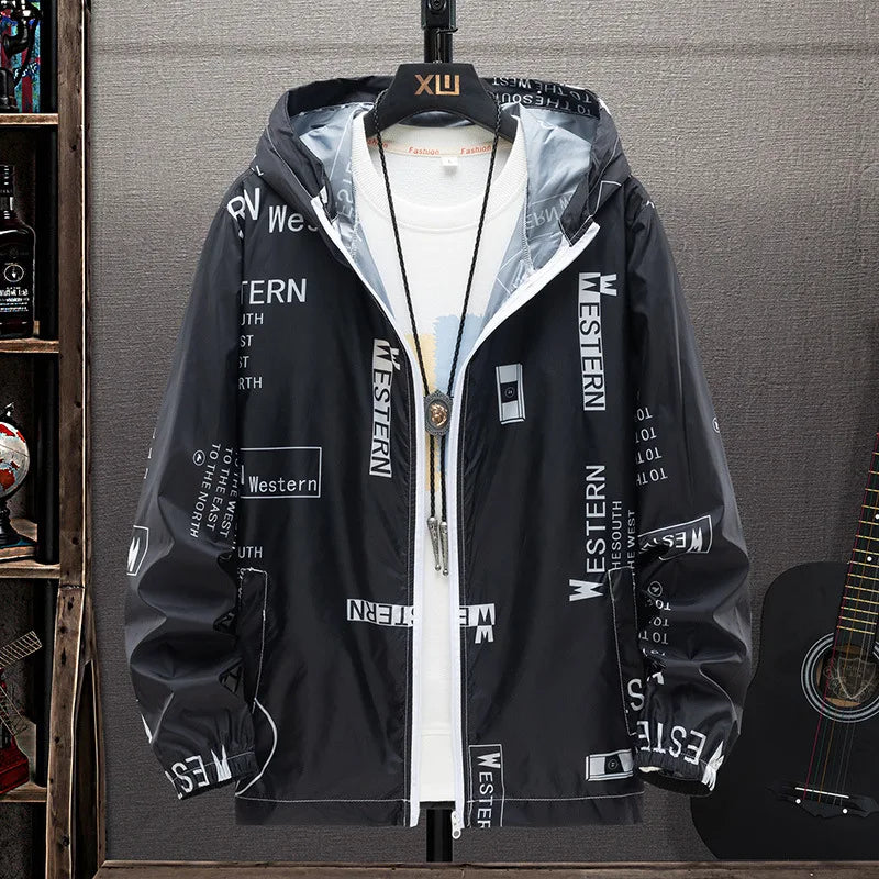 Big size sunscreen clothing men's jacket summer lightweight fishing thin skin coat Student Outdoor tide 7XL 6XL 5XL men clothing