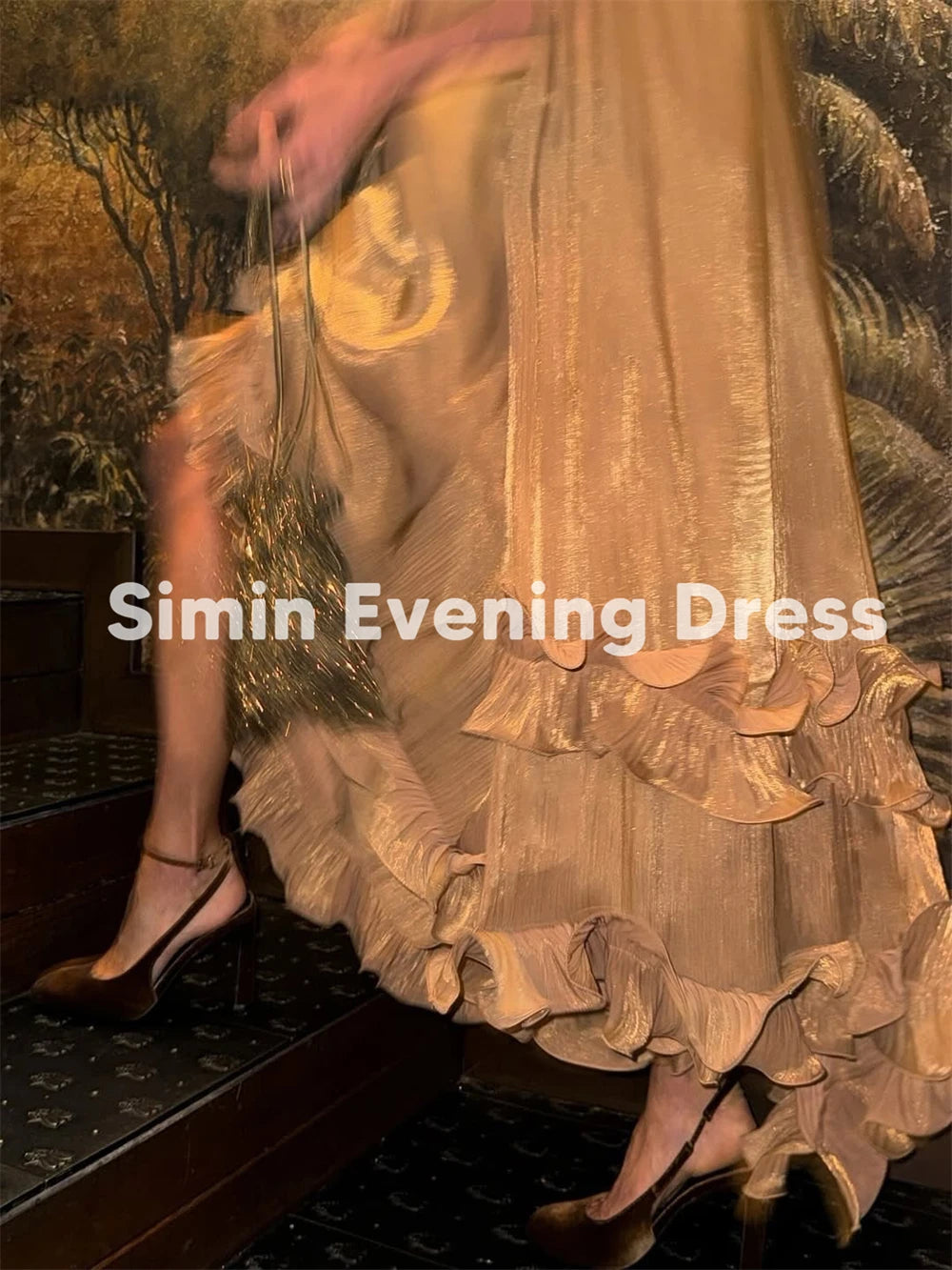 Simin Customized Women's V-neck Ruffles A Line Evening Dresses Sleeveless With Shawl Ankle-Length Elegant Party Dresses 2026.