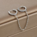 Europe and America CZ Crystal Chain Drop Earrings Stainless Steel Pendant Ear Buckle Fashion Jewelry For Women Birthday Gifts