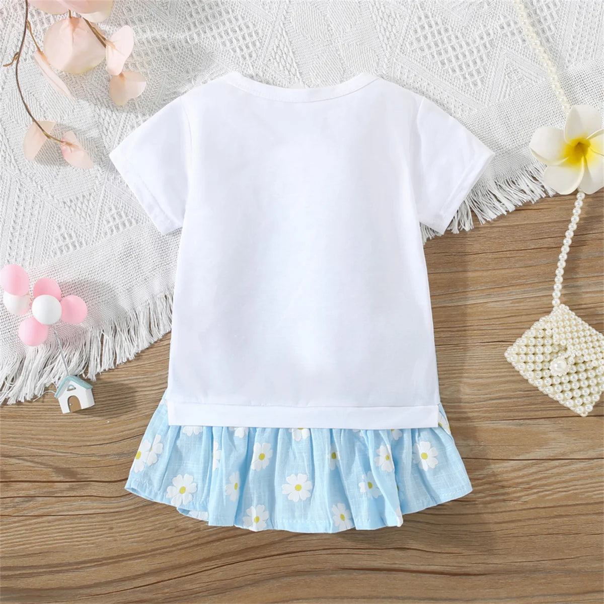 Flower Cat Print Infant Dress Summer New Girls' Baby Short Sleeve Dress Cute Girl Children'S Clothing
