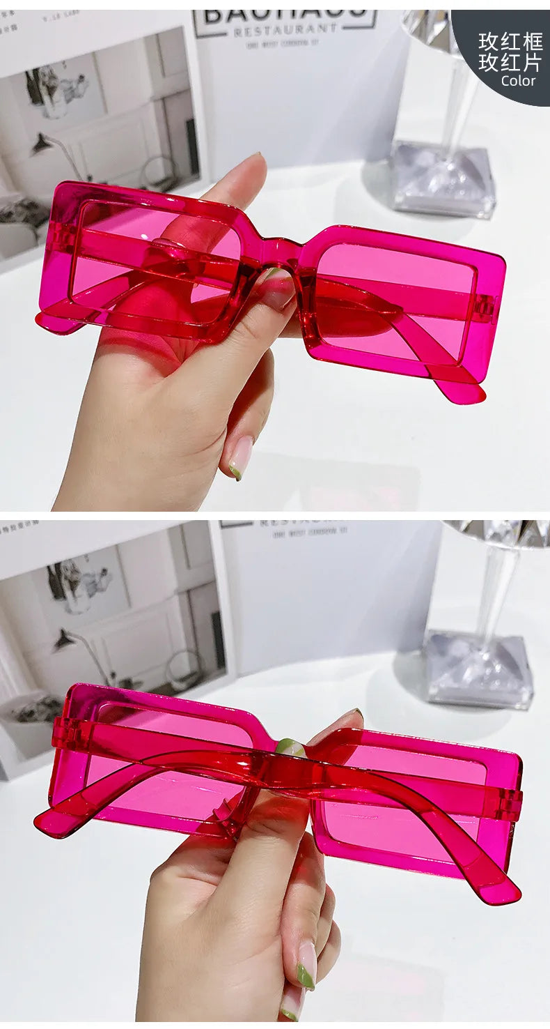 New Small Frame Rectangle Sunglasses Women's Fashion Jelly Color Sun Glasses Women Summer Travel Eyewear UV400 Oculos De Sol (Copy)