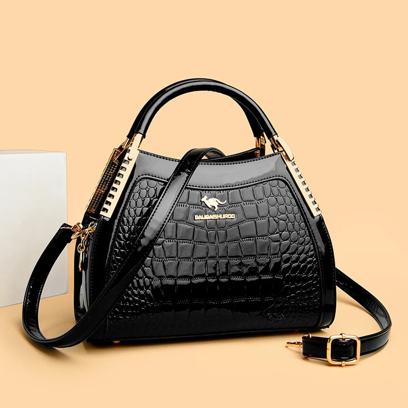 High Quality Patent Leather Three Layers Women Shoulder Bags Luxury Designer Messenger Casual Tote Bag Large Capacity Hand bags Rumanglobalcraft