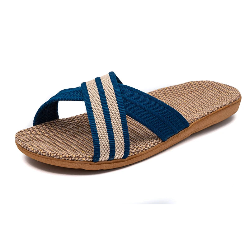 BAIRUILUN Summer Mens Slippers Shoes For Men EVA Flat Sandals Linen Lightweight Casual Slippers Women For Home Free Shipping